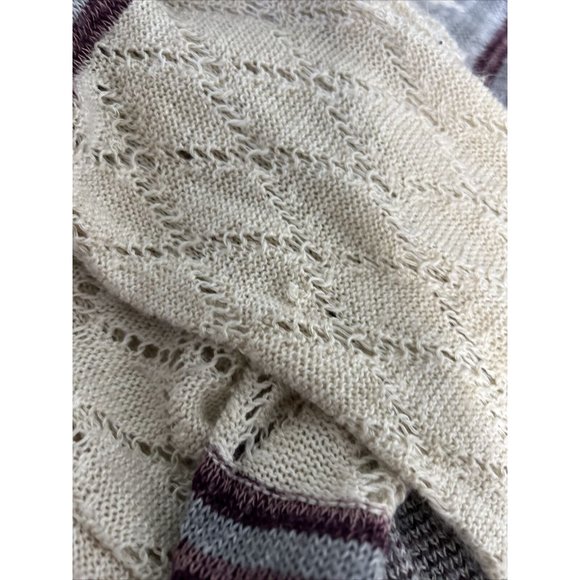 Vanity Purple Beige Semi Sheer Loose Knit Sweater Cardigan W Tassels Women’s L - Picture 13 of 15